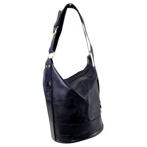 JOOP! BLACK GENUINE LEATHER ROUND ZIP TOP LOGO X-BODY SHOULDER BAG HANDBAG PURSE